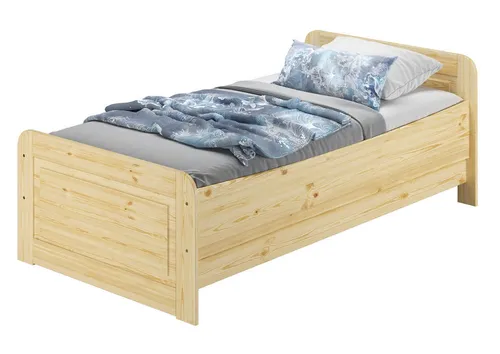 Produktbild ERST-HOLZ Massivholzbett Seniorenbett Extra Hoch 100 x 200 cm Höhenverstellbar Massive Kiefer, Kiefer farblos lackiert
