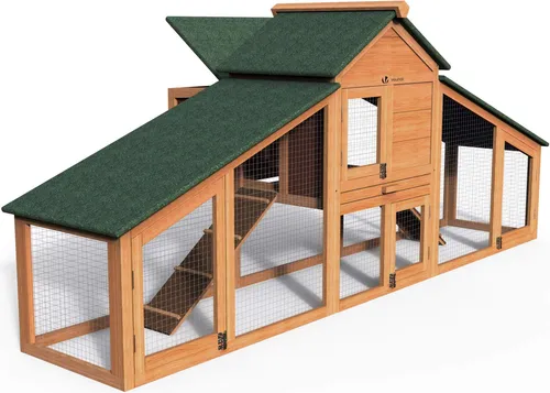 VOUNOT Hölzerner Hühnerstall XL mit Nest und Barsch