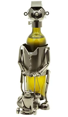 hLine Flaschenhalter Gärtner mit Rasenmäher edler Flaschenständer aus Metall