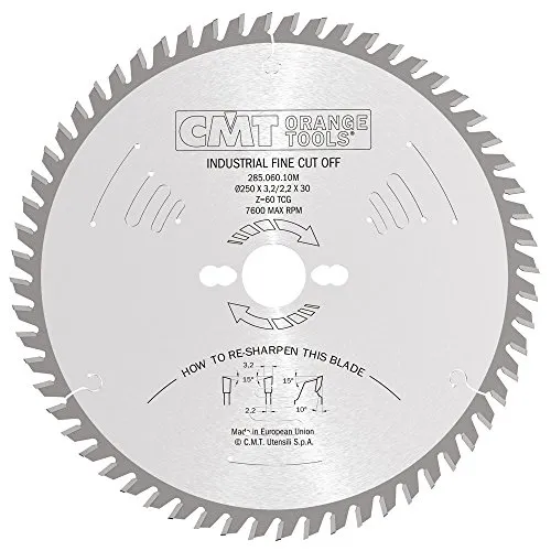 CMT Orange Tools Kreissägeblatt HW 250 x 3,2/2,2 x 30 Z=60 15° ATB
