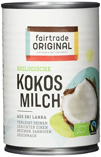 Bio Kokosmilch 400 ml Dose | von Fairtrade Original | aus Sri Lanka | ideal für asiatische Gerichte | für einen reichen, sahnigen Geschmack | 100% Bio