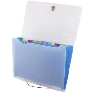 D.RECT Fächermappe 5540, A4, blau / transparent, aus Kunststoff, 12 Fächer