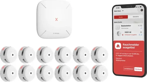 X-Sense FS121 Rauchwarnmelder-Set plus Zentrale - Rauchmelder Set mit smarter Zentrale für sofortige Warnmeldungen auf Ihr Handy. Unterstützt bis zu 50 Geräte und bietet 100 dB Alarm. Ideal für umfassenden Brandschutz in Ihrem Zuhause.