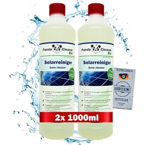 PandaCleaner Bio Solar & PV Anlagen Reiniger - 2l Reinigungskonzentrat - Reinigungsmittel für Solaranlagen, entfernt hartnäckigen Schmutz und maximiert die Energieerzeugung. Biologisch abbaubar und schonend zu Solarzellen!