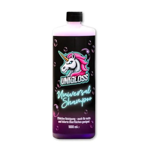 UNIGLOSS Universal Autoshampoo, 1000ml | pH-schonend, Snow Foam Effekt, für matte & folierte Oberflächen geeignet, starke Schaumbildung, lackschonend