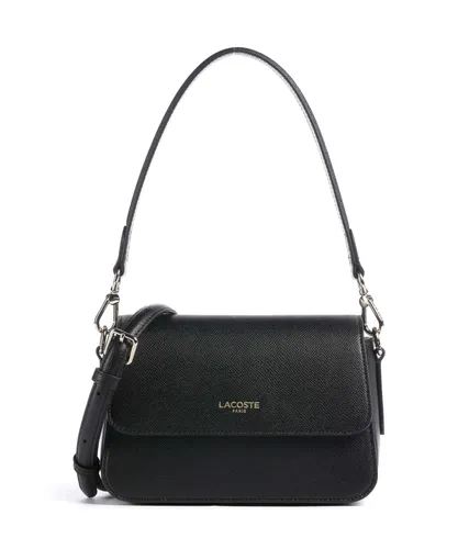 Lacoste Champs-Élysées Schultertasche 21 cm (schwarz) - Elegante Umhängetasche aus Rindsleder mit ikonischer Struktur, verstellbarem Schulterriemen und praktischem Innenlayout für Karten und Essentials – der perfekte Begleiter für jeden Anlass.