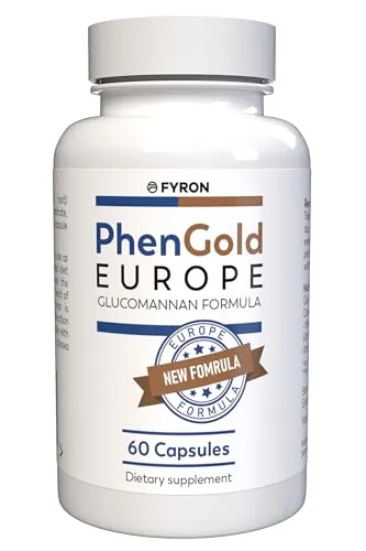 PhenGold - 60 Kapseln - Appetithemmer mit Glucomannan zur Unterstützung beim Gewichtsverlust, angereichert mit Vitamin B1 und B6 für einen normalen Energiestoffwechsel und Immunfunktion.