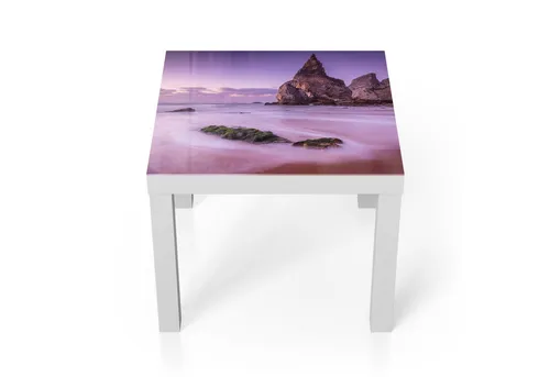 DEQORI Couchtisch 55x55 cm Weiß 'Dämmerungswächter' – Moderner Glastisch - Verschönere dein Zuhause mit dem DEQORI Beistelltisch! Hochwertige Glasplatte mit einzigartigem Motiv und robustem Gestell aus recyceltem Material. Ideal für Wohnzimmer, Schlafzimmer oder Büro.