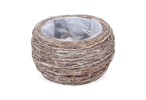 matches21 HOME & HOBBY Blumentopf Pflanzschale Rund in Ø 19 x 10 cm, Dekoschale aus Holz (1 St), Pflanzkorb mit Folie für Innen & Außen