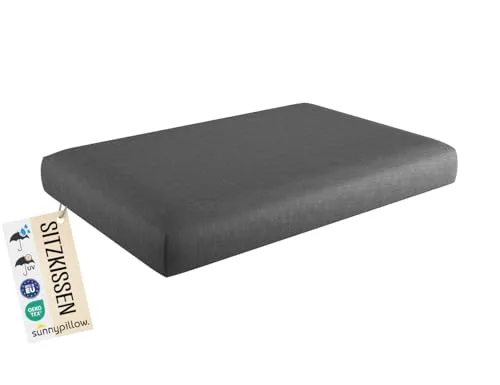sunnypillow Palettenkissen Outdoor, wasserdicht, UV-lichtecht - Sitzkissen 120x80x15 cm - Palettenauflage für Palettensofa für Haus und Garten - Palettenpolster für Palettenmöbel - Kissen Anthrazit