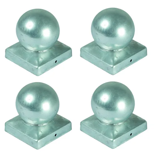 4x Pfostenkappe Kugel 90x90mm Zaunkappe Zierkappe Pfahl Kappe verzinkt Abdeckung