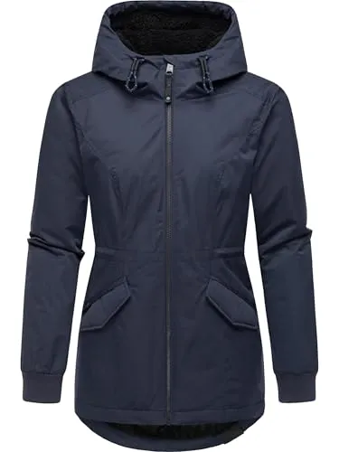RAGWEAR Dowey Warm Rain Damen Winterjacke, Gr. XXL, navy - Funktionsjacke, wasserdicht mit 11.000 mm Wassersäule, atmungsaktiv und ideal für kalte Wintertage. Taillierte Passform und verstellbare Kapuze bieten zusätzlichen Komfort.