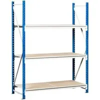 PROREGAL Weitspannregal Maximus 6 Ebenen 350 x 175 x 40 cm - Das PROREGAL Weitspannregal Maximus bietet mit 6 stabilen Ebenen und einer Fachlast von 450 kg die perfekte Lösung für effiziente Lagerung. Robustes Design in Lichtblau und Lichtgrau, ideal für Werkstätten und Garagen.