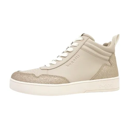 bugatti Damen Fergie Sneaker, beige, 39 EU - Damen-Sneaker mit bequemem Gummiverschluss und weichem Textilobermaterial für optimalen Tragekomfort im Alltag.