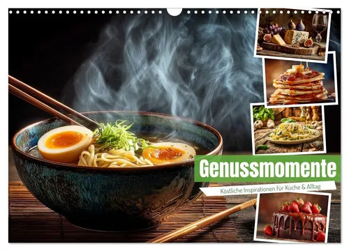 Genussmomente Wandkalender 2026, CALVENDO - Kalender für Feinschmecker mit 12 exquisiten kulinarischen Bildern aus aller Welt. Nachhaltig produziert in Deutschland auf FSC-zertifiziertem Papier – das perfekte Geschenk für Genießer!