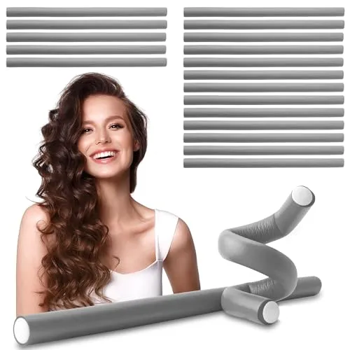 ECENCE 20 Papilotten Lockenwickler flexibler Wickler Locken ohne Hitze Heatless Curls Durchmesser Ø 14mm x 240mm Länge Grau Locken über Nacht