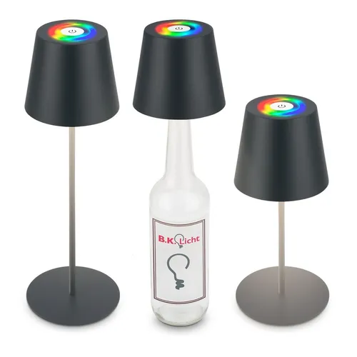 Tischlampe 3 in 1 RGBW LED Kabellos IP44 Akku Flaschenleuchte 36cm Anthrazit