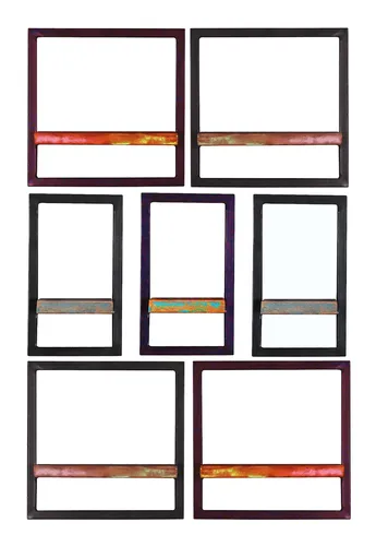 SIT Möbel Wandregal-Set | 7-teilig | Altholz - Regale aus recyceltem Holz mit antikem Metallrahmen, individuell gestaltbar und vielseitig einsetzbar für jeden Raum.