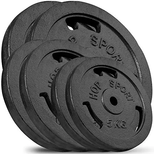 Hop-Sport 60 kg Gusseisen Hantelscheiben 30mm - Guss Gewichte Hantel Sets zur Auswahl - 30/31 mm Bohrung (2x15 + 2x10 + 2x5)