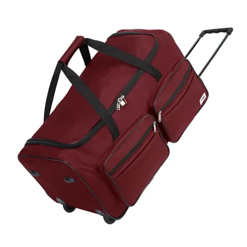 MONZANA® Reisetasche mit Rollen 85 L Rot - Reisetasche mit 85 L Volumen, ausgestattet mit 2 Rollen und Teleskopgriff für einfachen Transport. Ideal für Reisen und Abenteuer, bietet extra Fächer und ein Schloss für Sicherheit.
