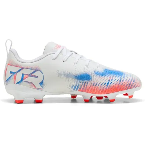 Puma FUTURE 8 PLAY FG/AG Jr - Fußballschuhe für junge Spieler - Leichte Fußballschuhe mit innovativer Stollenanordnung für schnelle Richtungswechsel, ideal für feste Böden und Kunstrasen. Hergestellt aus mindestens 30 % recycelten Materialien.