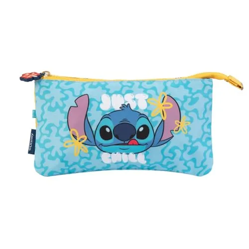 Grupo Erik Mäppchen Disney Stitch 3fach - Stift Etui Schule - Federmäppchen Mädchen Schlampermäppchen Jungen - Offizieller Disney Stitch Geschenke Merch Balu