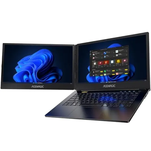 ACEMAGIC X1 Dual Screen Laptop 14 Zoll - i7-1255U Prozessor Notebook bis zu 4,7 GHz, 14 Zoll Bildschirm*2 Notebook Computer 360° Dual Screen Klappbarer Laptop, 16GB DDR4 1TB SSD, WiFi6, BT5.2