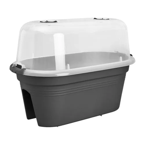 elho Green Basics Balkon Anzuchtset 55 - Anzuchttopf für Balkon - 100% recyceltes Plastik - Ø 28.5 x H 22.8 cm - Schwarz/Living Schwarz