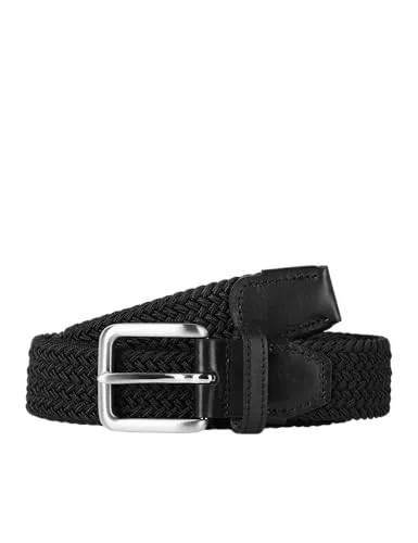 Jack & Jones Stretchgürtel JACSPRING WOVEN BELT NOOS - Modischer Gürtel in Schwarz mit 3,5 cm Breite, ausgestattet mit einer eleganten silberfarbenen Schließe – ideal für jeden Anlass.