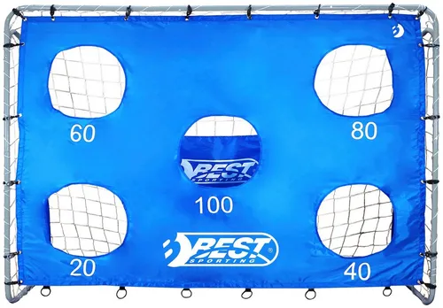 Best Sporting Fußballtor 240 x 170 cm mit Torwand - Stabiles Fußballtor mit 5 Löchern Torwand, ideal für Training und Garten. Inklusive 11 Heringen und robustem Netz aus Polyester für professionellen Einsatz.