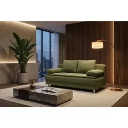 P & B Schlafsofa, Olivgrün, Textil, 2-Sitzer, Füllung: Schaumstoffflocken,Schaumstoffflocken, 200x92x90 cm, Schlafen auf Sitzhöhe, Wohnzimmer, Sofas & Couches, Schlafsofas, Schlafsofas mit Bettkasten