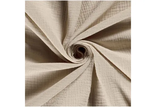 maDDma Stoff 50x130cm Musselin Stoff uni Meterware Mulltuch, beige