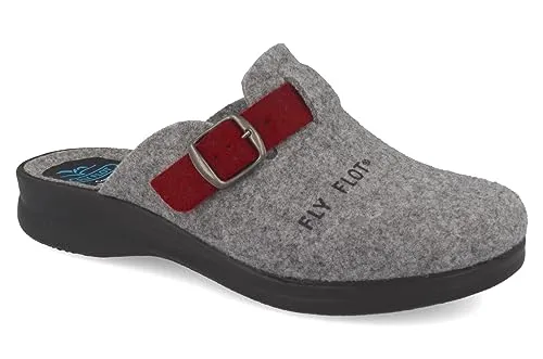 Fly Flot Damen Hausschuh Filz Pantoffel 320302 - Leicht und Verstellbar, Größe 41 EU - Hausschuhe aus recyceltem Filz mit verstellbarem Riemen für perfekte Passform und angenehmes Fußklima. Ideal für entspannte Momente zu Hause.