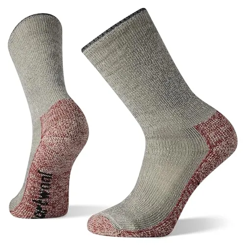 Smartwool Classic Mountaineer Maximum Cushion Crew Socken - Unisex Wandersocken in Oliv, Größe L; dicke, isolierende Polsterung für optimalen Komfort beim Trekking und Wandern.