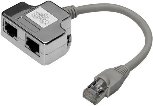 Digitus RJ45 Netzwerk Adapter CAT 5, CAT 5e - Stecker, Buchsen & Abdeckplatten – Hochwertiger Adapter mit 1x RJ45-Stecker und 2x RJ45-Buchsen für optimale Netzwerkverbindungen in verschiedenen Anwendungen.