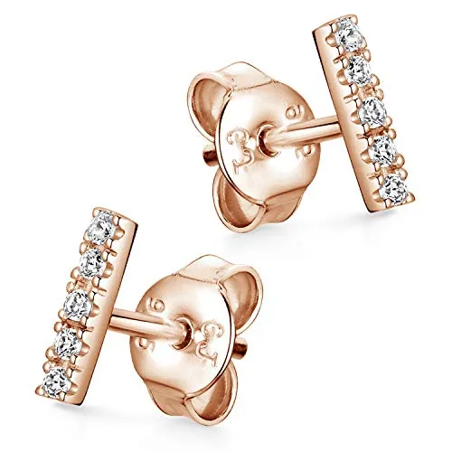 Materia Mini Ohrstecker Rosegold - Elegante Damen Ohrringe mit Zirkonia - Ohrringe für Damen aus 925 Sterling Silber, rosé vergoldet mit funkelnden Zirkonia. Perfekt zum Kombinieren im zweiten oder dritten Ohrloch für einen modernen Look.