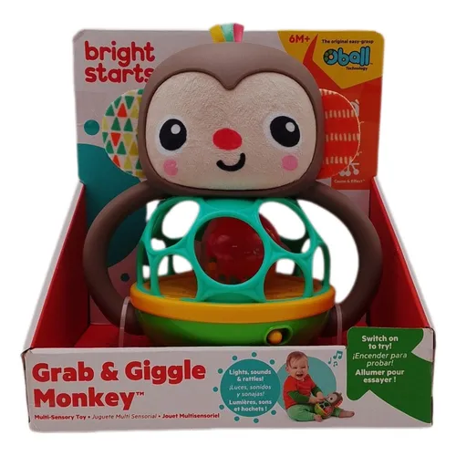Bright Starts, Grab & Giggle AFFE Leuchtendes Musikalisches Rasselspielzeug mit 