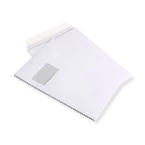 St. Versandtasche, Umschlag, Kuvert, mit Fenster, A4/C4, weiß, selbstklebend 10