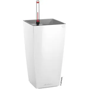 Lechuza MAXI-CUBI Premium Übertopf - Hochglanz weißer Übertopf mit intelligentem Erdbewässerungssystem und 1 Liter Wasserspeicher, ideal für Ihre Pflanzenpflege im Innenbereich.