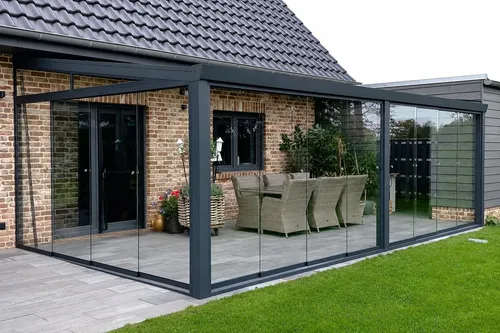 300cm Aluminium Kaltwintergarten Cuxhaven Anthrazit mit VSG Glas 400 x