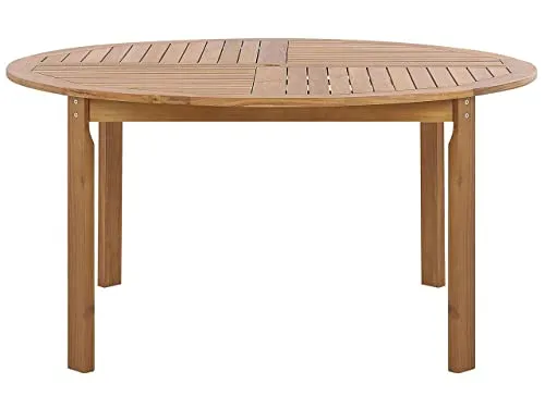Produktbild BELIANI Gartentisch Akazienholz rund mit Sonnenschirmöffnung