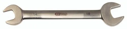 KS Tools 965.0114 Doppel-Maulschlüssel 14-15mm - Doppelmaulschlüssel nach DIN 3110, 15° abgewinkelt, extrem leicht und langlebig, rostfrei und säurefest für höchste Ansprüche.