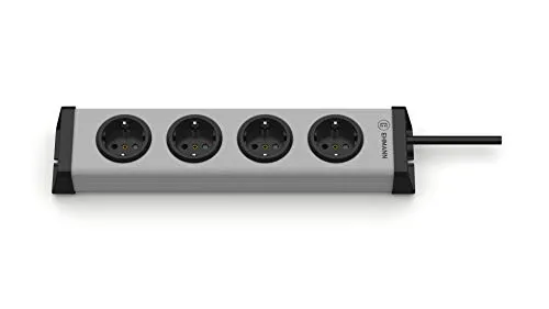Ehmann Steckdosenleiste 4-fach mit 1,5m Kabel - Steckdosen & Zubehör – 4 Schutzkontakt-Steckdosen mit 90°-Anordnung, ideal für platzsparende Nutzung und Wandmontage. Hergestellt in Deutschland mit 5 Jahren Garantie.