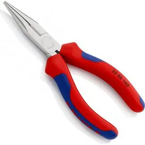 Knipex Flachrundzange 2505140, Radiozange, gerade mit Schneide, 140mm