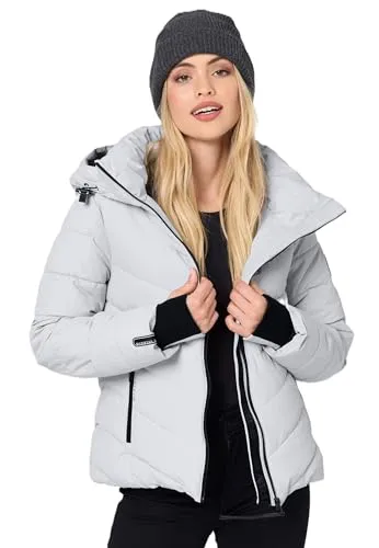 MARIKOO Winterjacke Damen - Wasserabweisend, Warm und Winddicht - Funktionsjacke mit abnehmbarer Kapuze, 4 praktischen Taschen und kuscheligem Teddy Fleece für optimalen Komfort bei kaltem Wetter.
