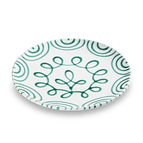 GMUNDNER KERAMIK Speiseteller, Durchmesser: 25 cm, Grüngeflammt, handgemachte Keramik aus Österreich