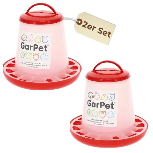 2er Set Futterautomat Hühner 1,5 Kg Futterspender Futtertrog Küken Futternapf 