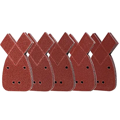 Blatt Schmirgelpapier Schleifpapier, dreieckig, 4 Löcher, Stärke 40/60/80/120/240 für Black and Decker Deltaschleifer Polier/Rostentfernung 50