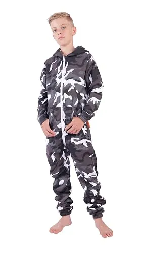 O'Poppy Jumpsuit Kinder camo urban grey (1-tlg) Zwergen Kapuze und Eingrifftaschen