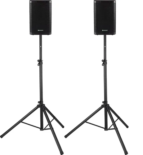 Pronomic C-208 MA Stative Set - Aktive 2-Wege Boxen mit Bluetooth - Lautsprecherboxen mit Verstärker, 800 Watt Leistung, 8